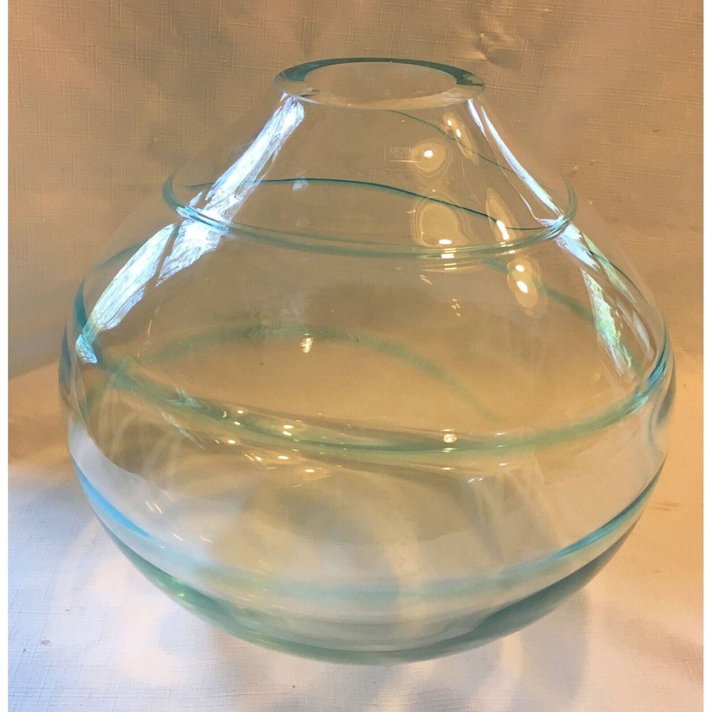KROSNO HUGH Art Glass Centerpiece Vase Blown Pale Blue Glass Hand Made in Poland